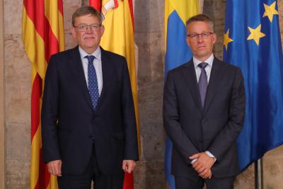 Ximo Puig ha rebut en audiència l'ambaixador de Suècia, Teppo Tauriainen